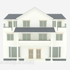 Europeisk stor hvit villa 3d-modell