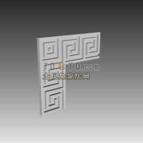European Wall Panel Carved Style 3d model