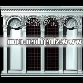 Modello 3d di finestra classica europea in stile romano