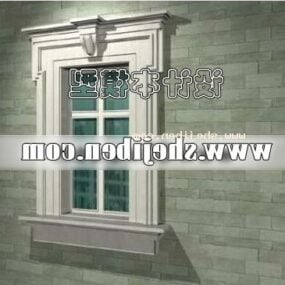 Antique European Window Frame 3d model