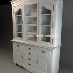 European Wine Cabinet White Painted 3d model