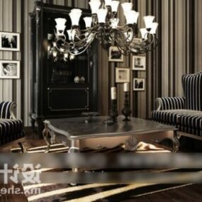 Luxurious Living Room With Furniture Set 3d model