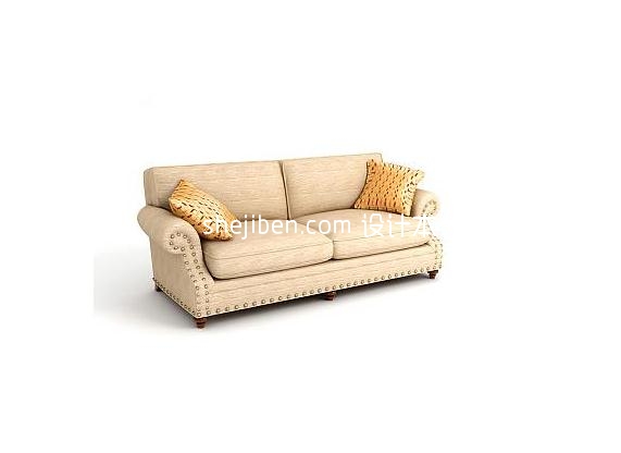 Beige Fabric Sofa Two Seats