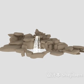 منظره کوه جعلی با آب مدل سه بعدی