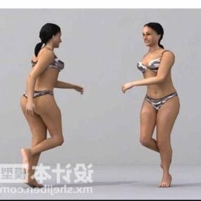Chica en bikini corriendo modelo 3d