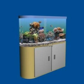 آکواریوم ماهی روی کابینت دکوراسیون منزل مدل سه بعدی