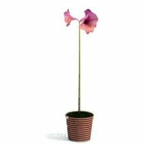 Modelo 3d de decoração de árvore de bonsai de flor rosa