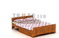 Wood Boutique Bed Bedroom Set 3d model