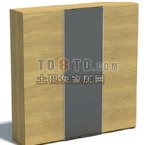 3д модель бокового шкафа из деревянного серого материала
