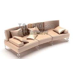 Boutique-Sofa in gebogener Form mit Kissen 3D-Modell