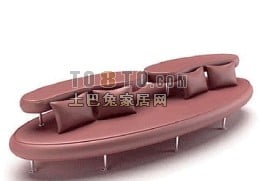 Leather Sofa Curved Oval Shape 3d model