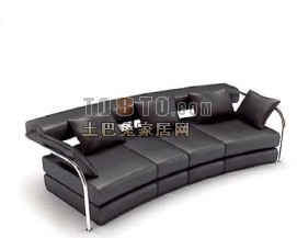 Curved Boutique Sofa Black Leather 3d model