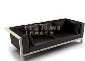 Boutique-Sofa, schwarzes Ledermaterial, 3D-Modell