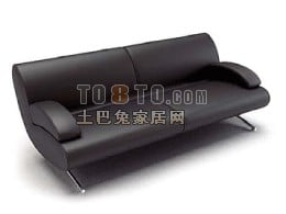 Boutique-Sofa aus schwarzem Leder, 3D-Modell