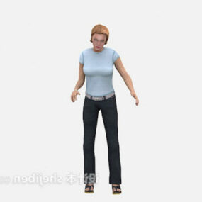 European Woman Standing Character 3d model