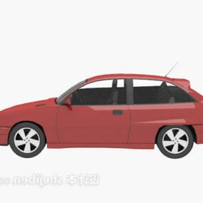 Red Painted Sedan Car Vehicle 3d model