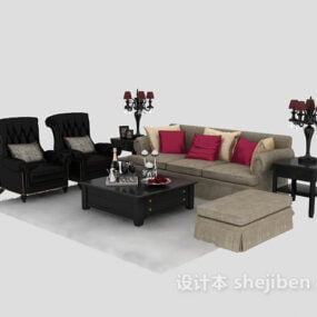 Różowa sofa wypoczynkowa z poduszką Model 3D