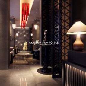 Chinese Interior Scene Hotel Corridor 3d model