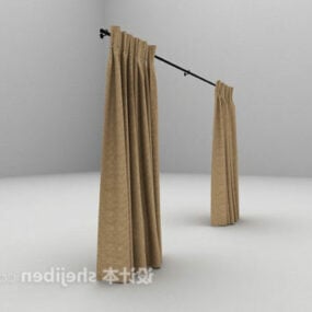 Brown Fabric Windows Curtain 3d model