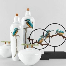 Opera d'arte con vaso dipinto Texture modello 3d