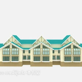 Moderne stor villabygning 3d-modell