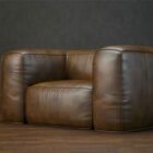 Fransk enkel soffa i läder