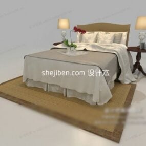 ताज़ा डबल बेड बेडरूम सेट 3डी मॉडल