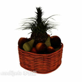 Modelo 3d decorativo de cesta de frutas