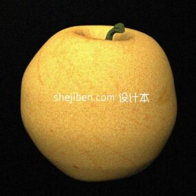 Modelo 3d de fruta naranja amarilla