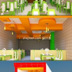 نموذج مطعم تي شوب ثلاثي الأبعاد