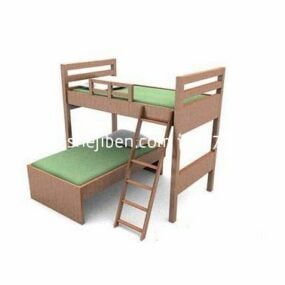 Furniture Bunked Bed With Ladder Staircase 3d model