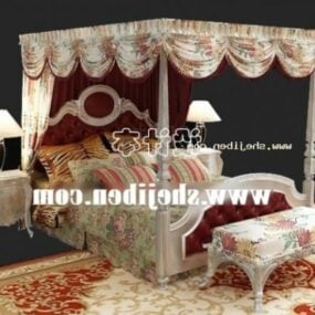 Vintage Boutique Poster Bed With Ottoman 3d model