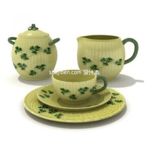 Tea Ceramic Set Garden Style V1 3d model