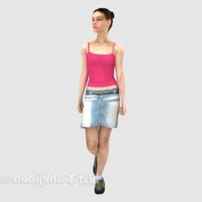 Red Shirt Girl Character 3d model