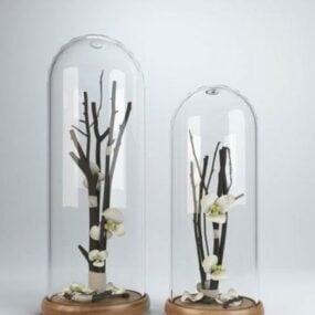 玻璃花瓶中的花卉3d模型