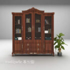 Glass door bookcase 3d model .