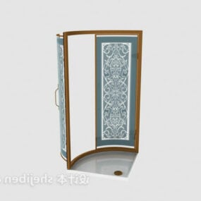 Porte coulissante en verre, cadre en bois modèle 3D