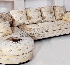 3D-Modell im Vintage-Sofa-Stil mit glatter Kante