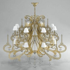 Gorgeous Brass Crystal Chandelier 3d model