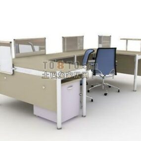 3д модель офисного рабочего стола со стулом
