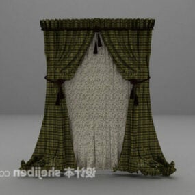 Green Plaid Curtain 3D-malli