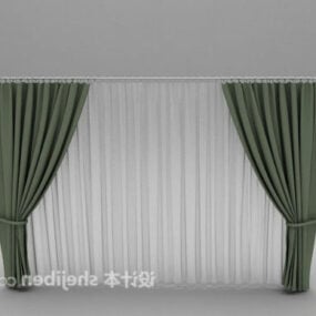 Grey White Window Curtain 3d model