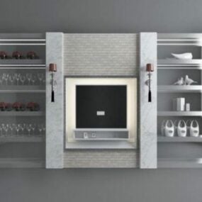Mô hình 3d tủ tivi châu Âu màu xám