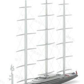 Grey Sailing Sailboat 3d model