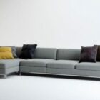 Серый угловой диван с подушкой