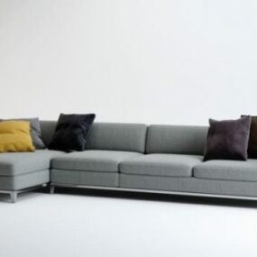 Γκρι γωνιακός καναπές με μαξιλάρι 3d μοντέλο