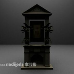 Dark Stone Fireplace 3d model