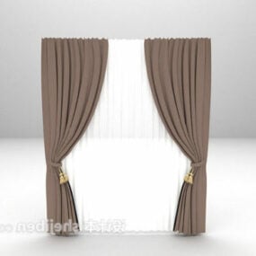 Grey Minimalist Curtain Two Layers 3d model