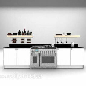 3д модель современного кухонного шкафа, окрашенного в серый цвет