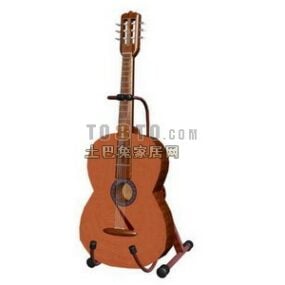 गिटार वाद्ययंत्र लकड़ी का ध्वनिक गिटार 3डी मॉडल